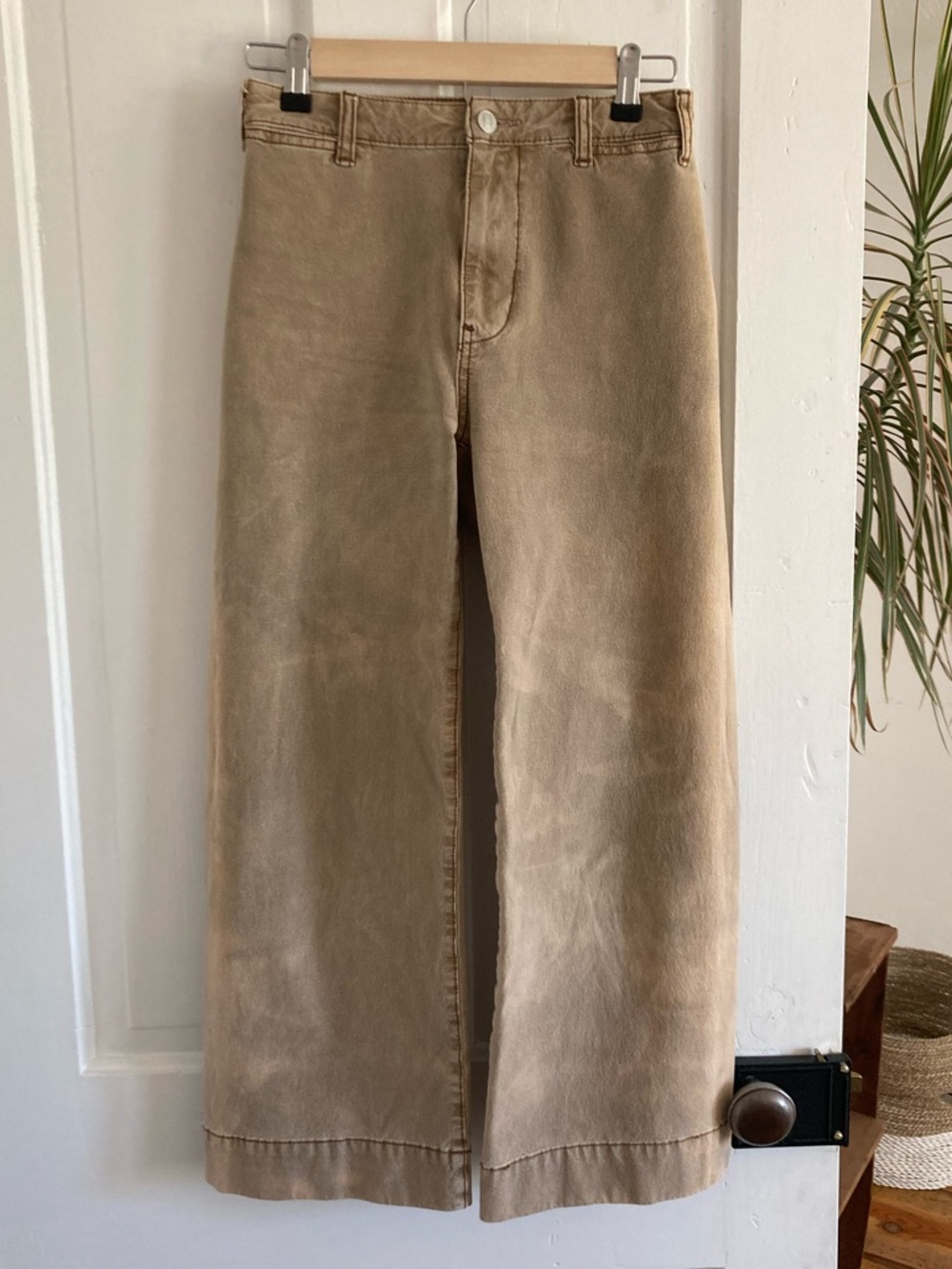 Anthropologie Pilcro James Wide-Leg High-Waist Cropped Pants in Light Khaki